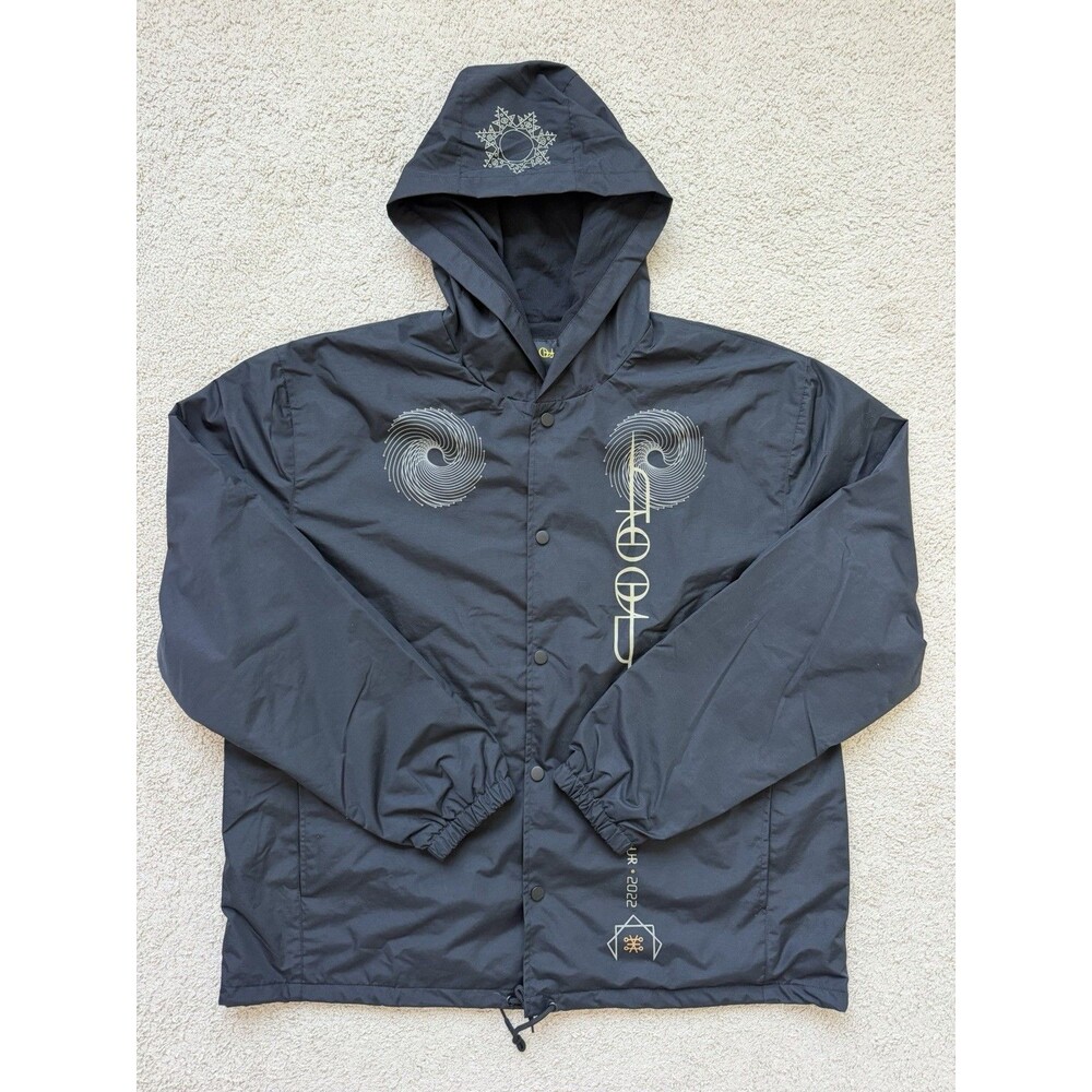 Tool Band Fear Inoculum Tour 2022 Coaches Black Nylon Hooded Jacket X-Large XL